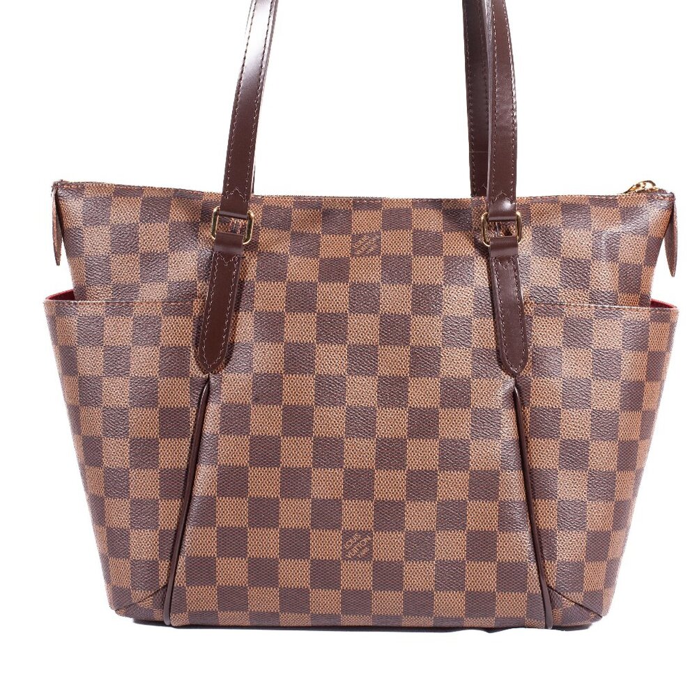 Louis Vuitton Damier Ebene Checkered Tote with Brown Straps   Like new